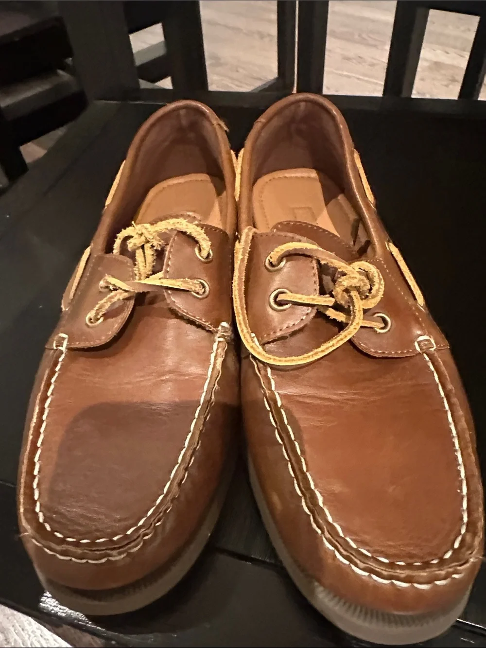 Tommy Hilfiger Brown Leather Boat Shoes with Tan Laces